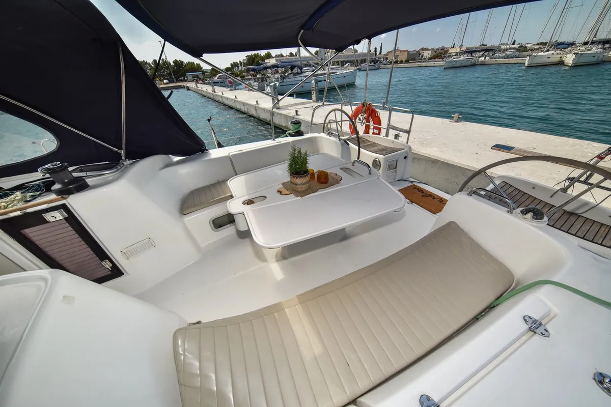 Deck of Principessa, a Beneteau Cyclades 50.5 sailboat at Općina Sukošan, Croatia