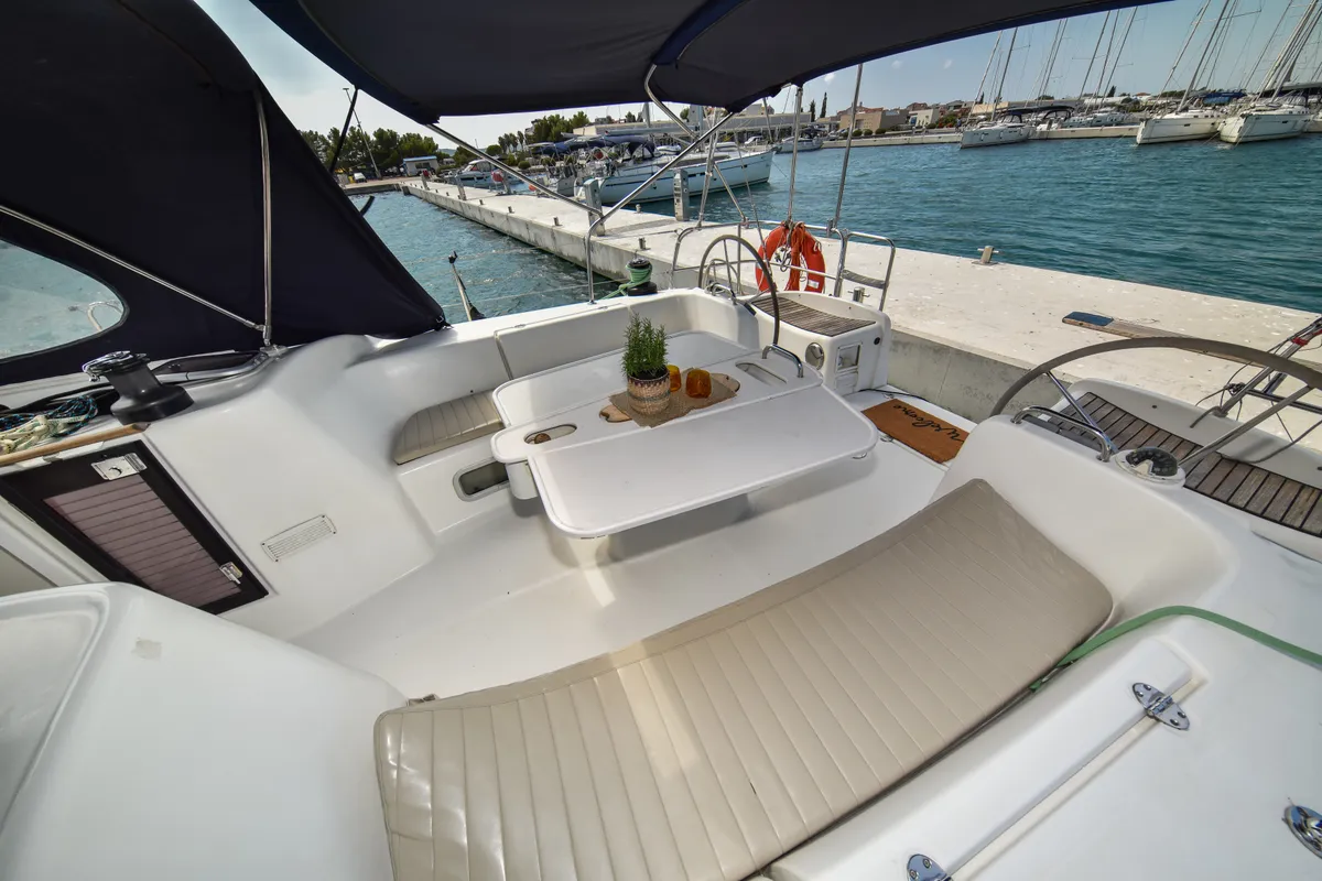 Cockpit of Principessa, a Beneteau Cyclades 50.5 sailboat at Općina Sukošan, Croatia