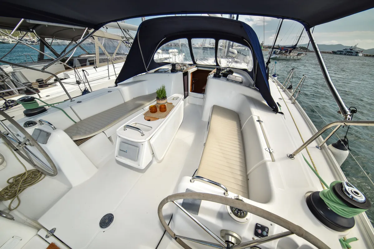 Cockpit of Principessa, a Beneteau Cyclades 50.5 sailboat at Općina Sukošan, Croatia