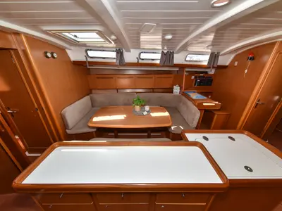 Salon of Principessa, a Beneteau Cyclades 50.5 sailboat at Općina Sukošan, Croatia