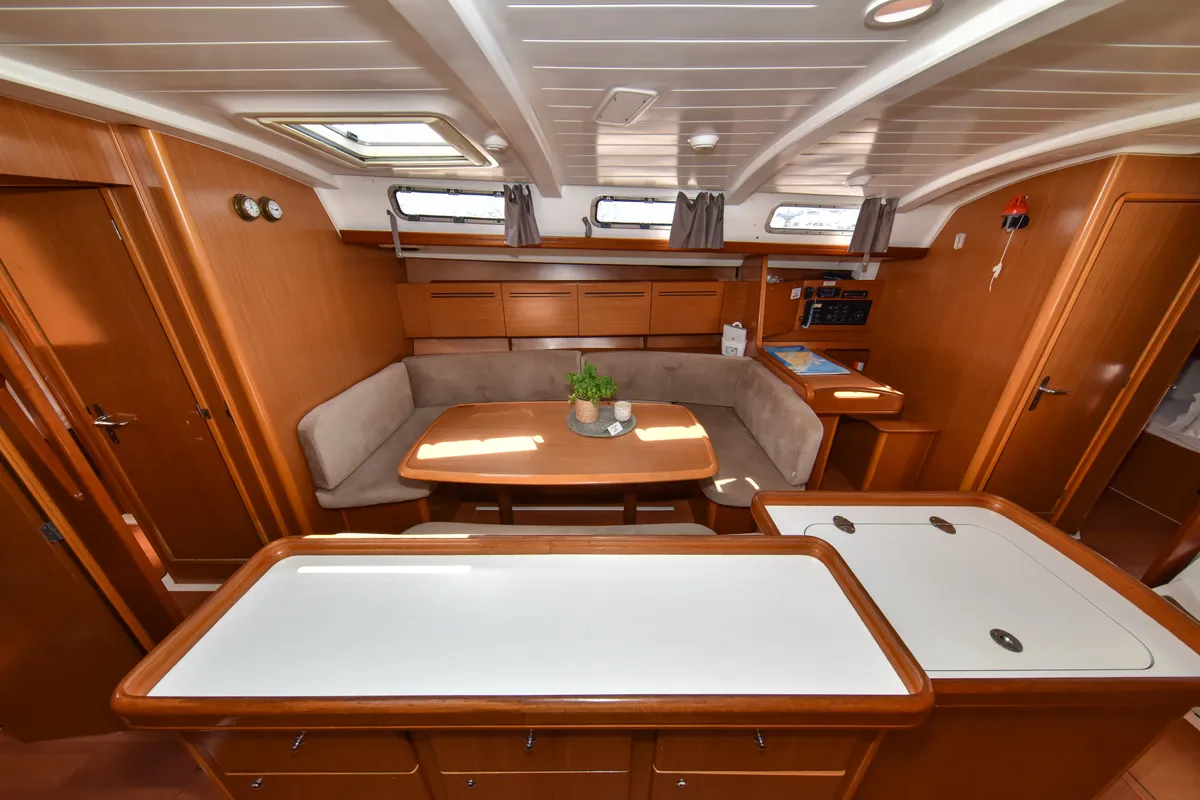 Salon of Principessa, a Beneteau Cyclades 50.5 sailboat at Općina Sukošan, Croatia