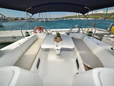 Cockpit of Principessa, a Beneteau Cyclades 50.5 sailboat at Općina Sukošan, Croatia