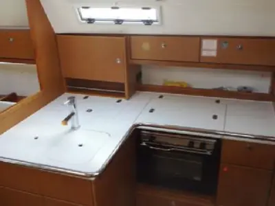 Galley of KIWI, a Bavaria Cruiser 36 sailboat at Kalkara, Malta