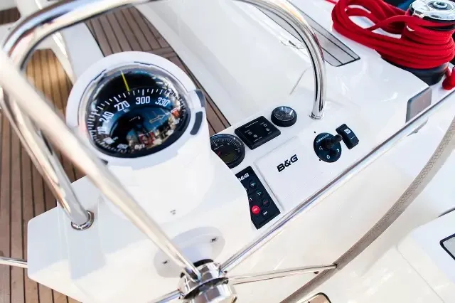Cockpit of Team Adventure, a Delphia 47 sailboat at Općina Rogoznica, Croatia
