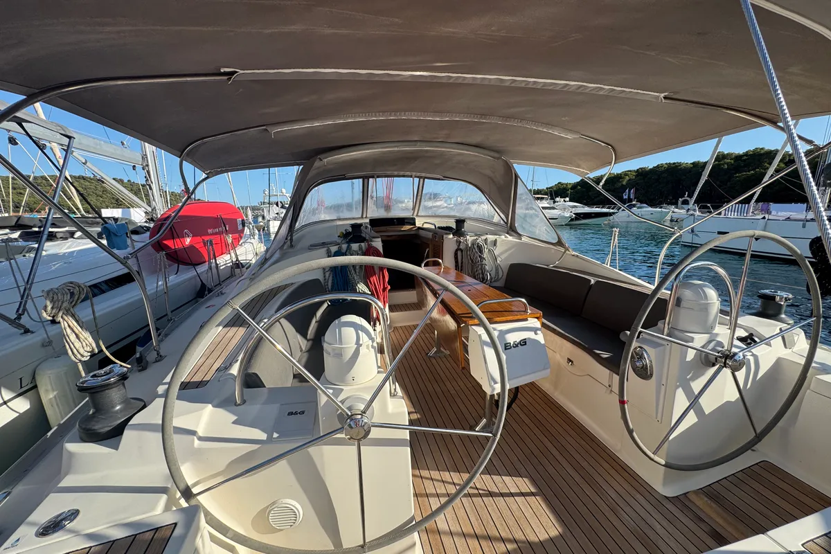 Deck of Team Adventure, a Delphia 47 sailboat at Općina Rogoznica, Croatia