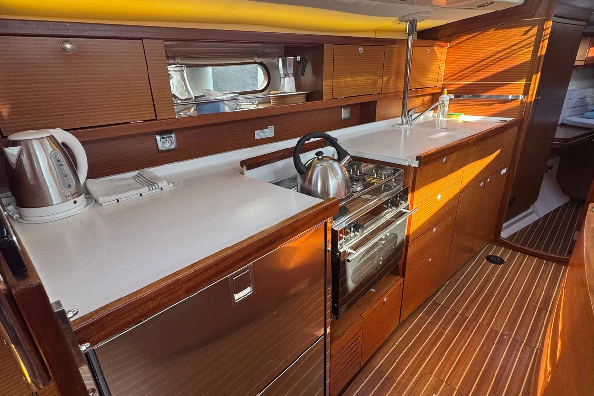Galley of Team Adventure, a Delphia 47 sailboat at Općina Rogoznica, Croatia