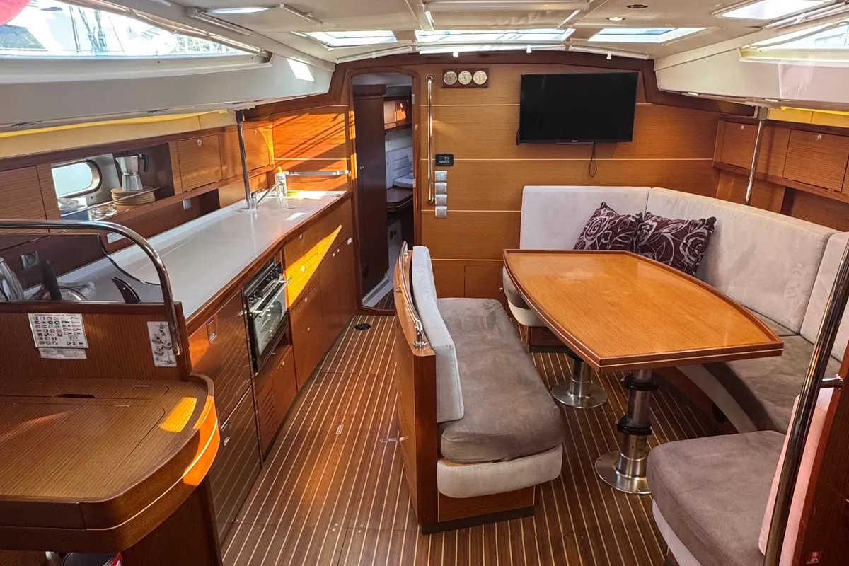 Salon of Team Adventure, a Delphia 47 sailboat at Općina Rogoznica, Croatia