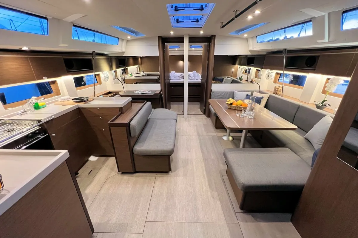 Salon of Panda II, a Beneteau Oceanis 51.1 sailboat at Grad Pula, Croatia