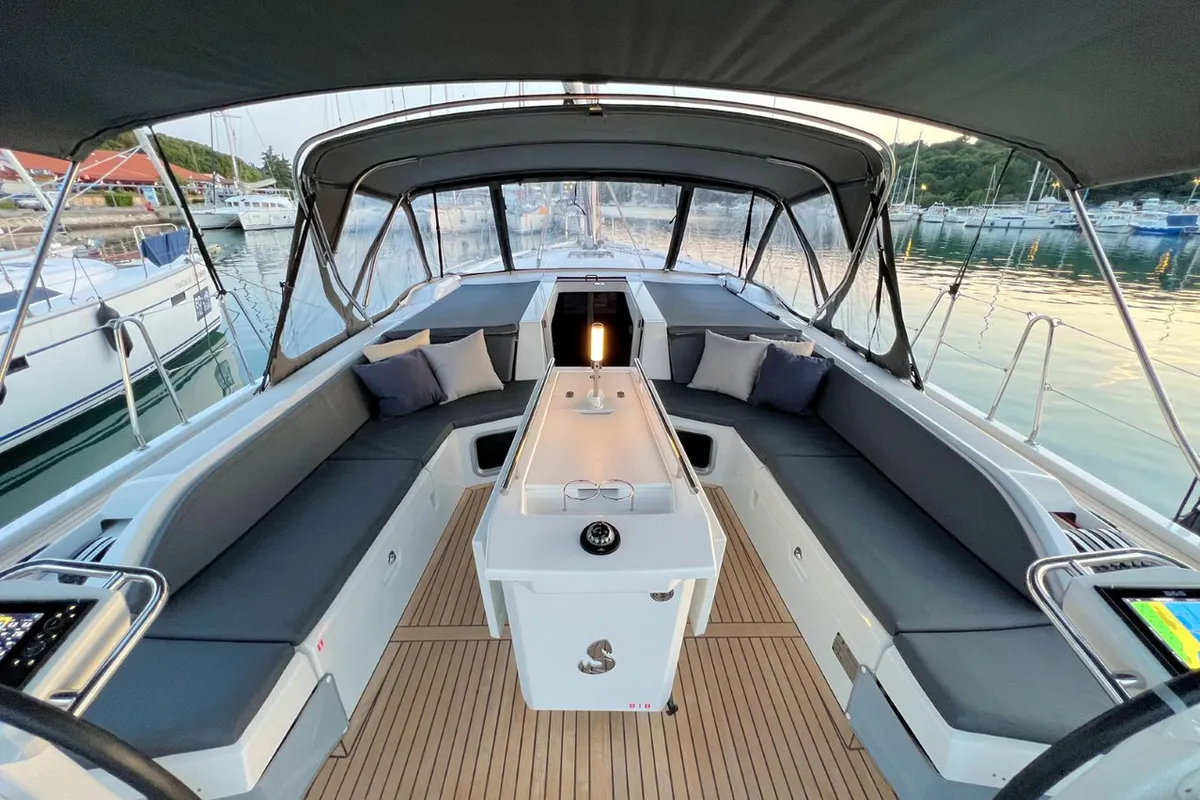 Deck of Panda II, a Beneteau Oceanis 51.1 sailboat at Grad Pula, Croatia