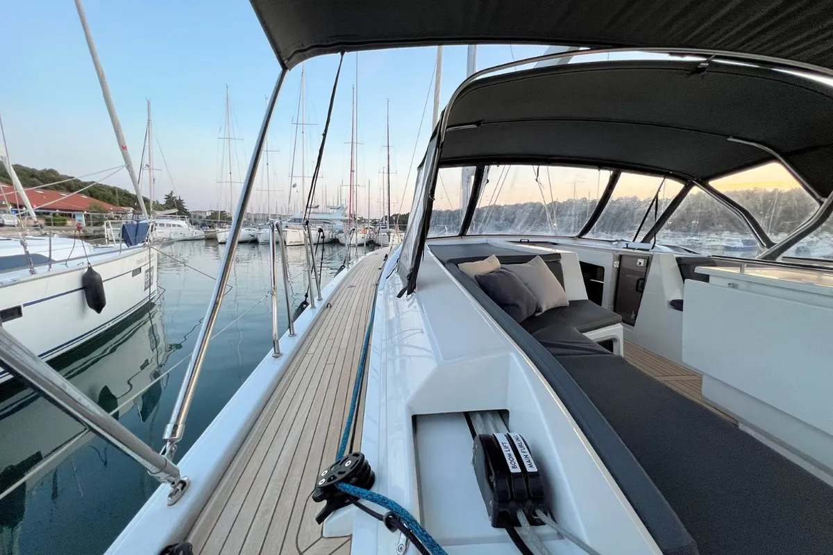 Deck of Panda II, a Beneteau Oceanis 51.1 sailboat at Grad Pula, Croatia