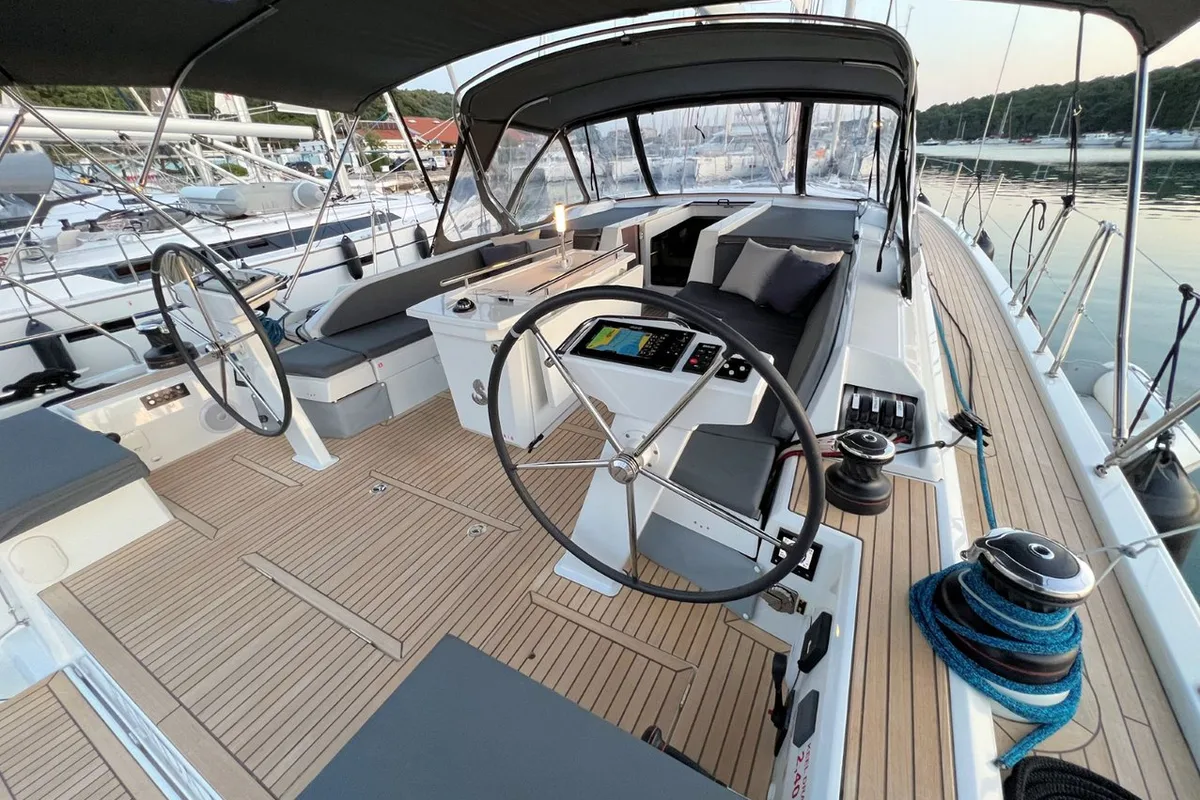Cockpit of Panda II, a Beneteau Oceanis 51.1 sailboat at Grad Pula, Croatia
