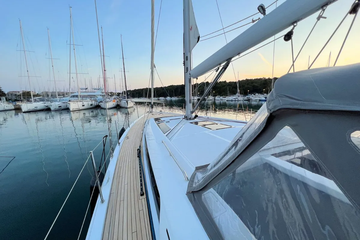 Deck of Panda II, a Beneteau Oceanis 51.1 sailboat at Grad Pula, Croatia