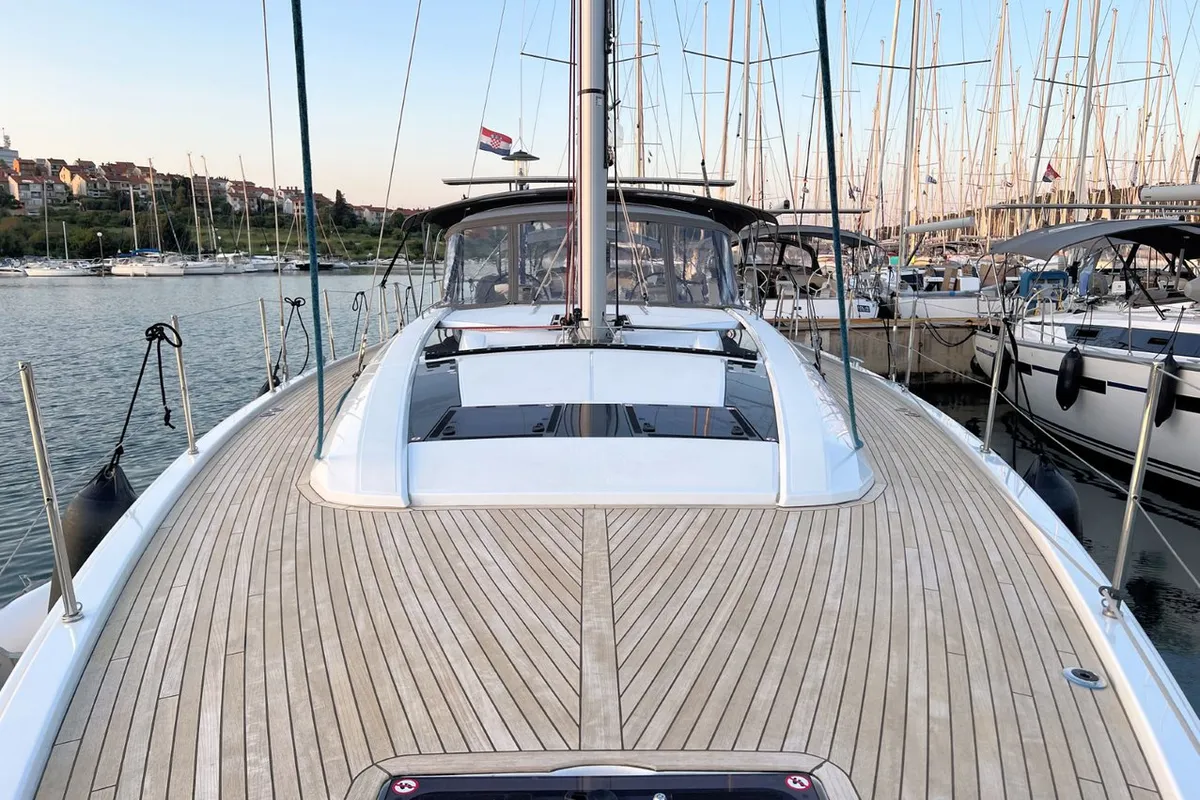 Deck of Panda II, a Beneteau Oceanis 51.1 sailboat at Grad Pula, Croatia