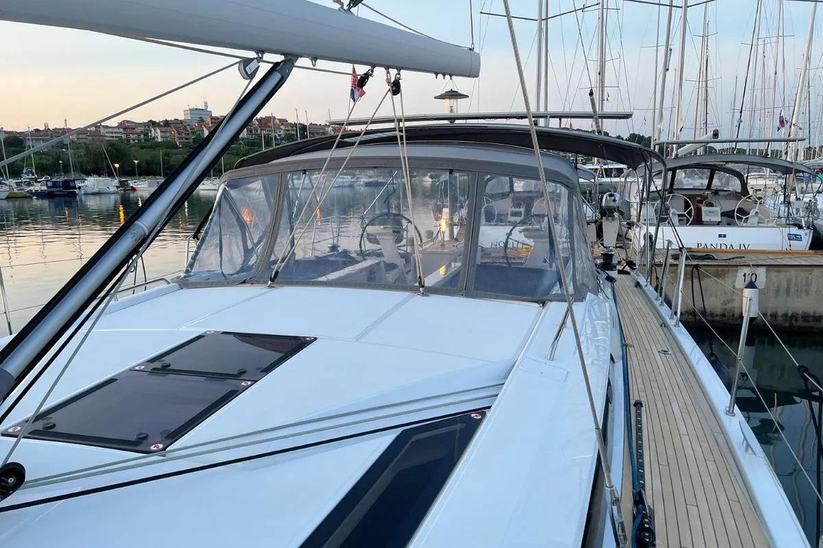 Deck of Panda II, a Beneteau Oceanis 51.1 sailboat at Grad Pula, Croatia