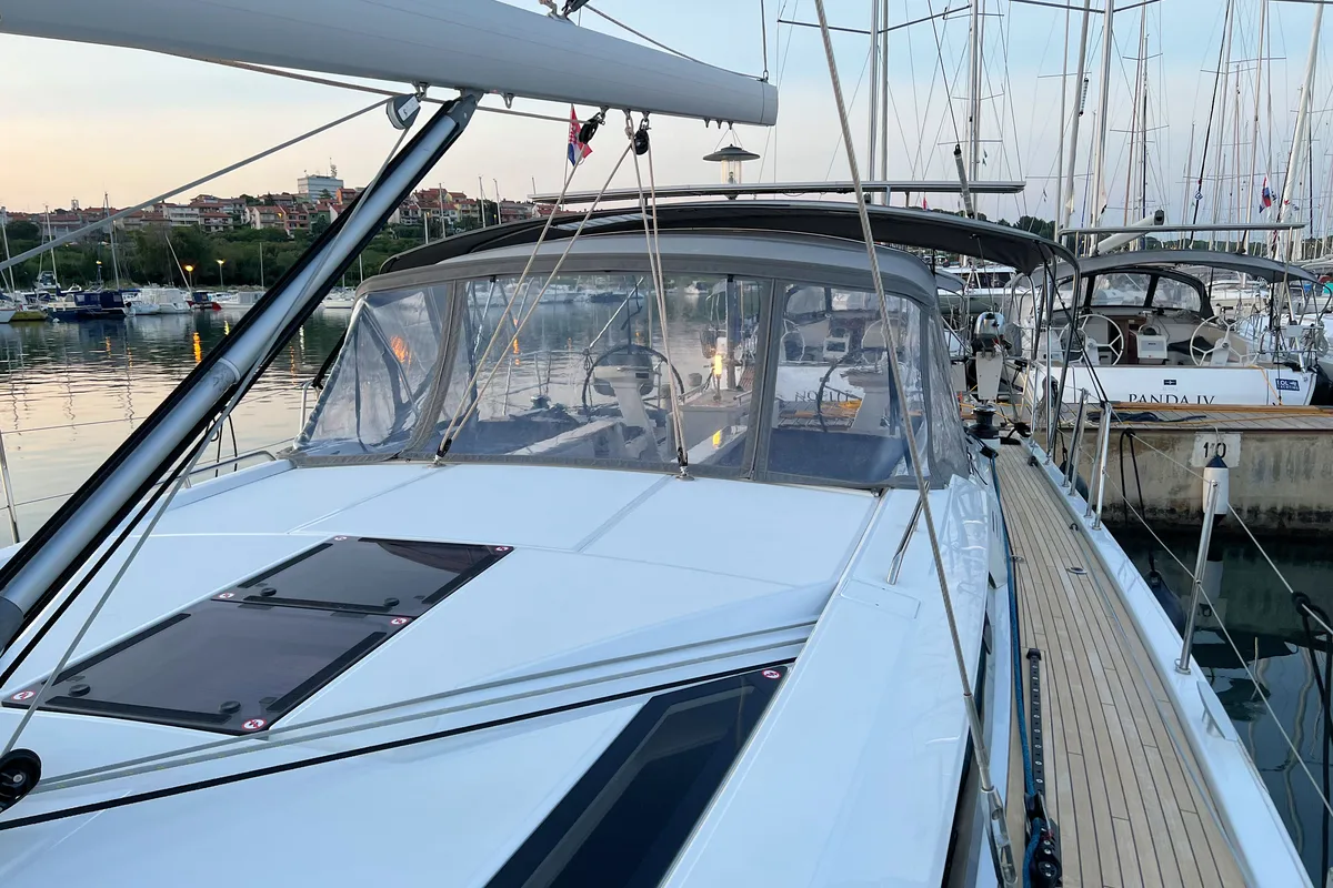 Deck of Panda II, a Beneteau Oceanis 51.1 sailboat at Grad Pula, Croatia