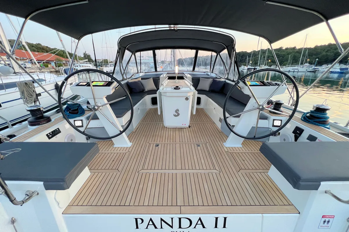 Cockpit of Panda II, a Beneteau Oceanis 51.1 sailboat at Grad Pula, Croatia