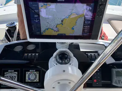Cockpit of Amanda, a Lagoon 52 F catamaran at Road Town, British Virgin Islands