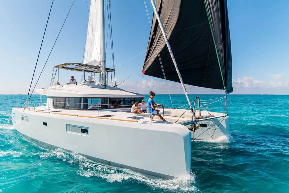 Exterior view of Amanda, a Lagoon 52 F catamaran at Road Town, British Virgin Islands