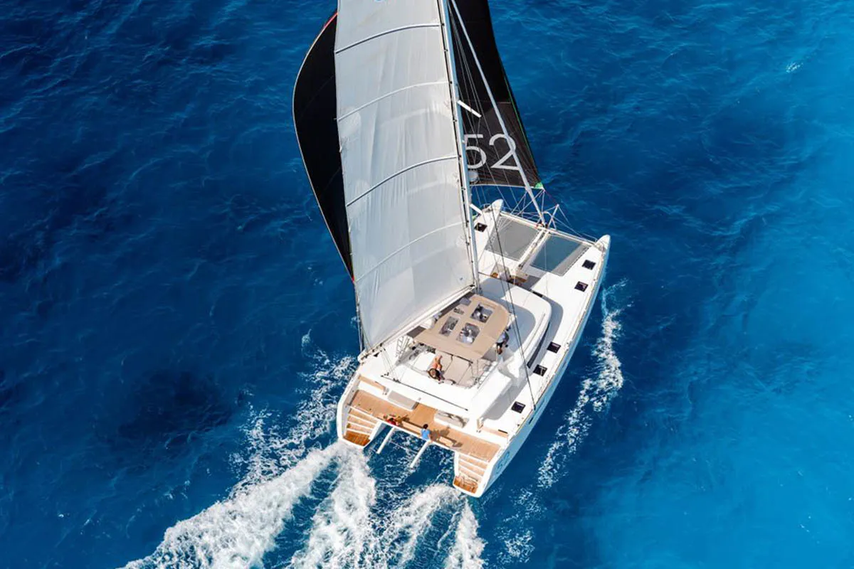 Exterior view of Amanda, a Lagoon 52 F catamaran at Road Town, British Virgin Islands