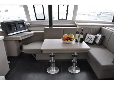Salon of Nancy, a Fountaine Pajot Astréa 42 catamaran at Athens, Marina Delta Kallithea, Greece