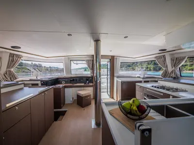 Galley of Esthera, a Bali 4.8 catamaran at Seget Donji, Croatia