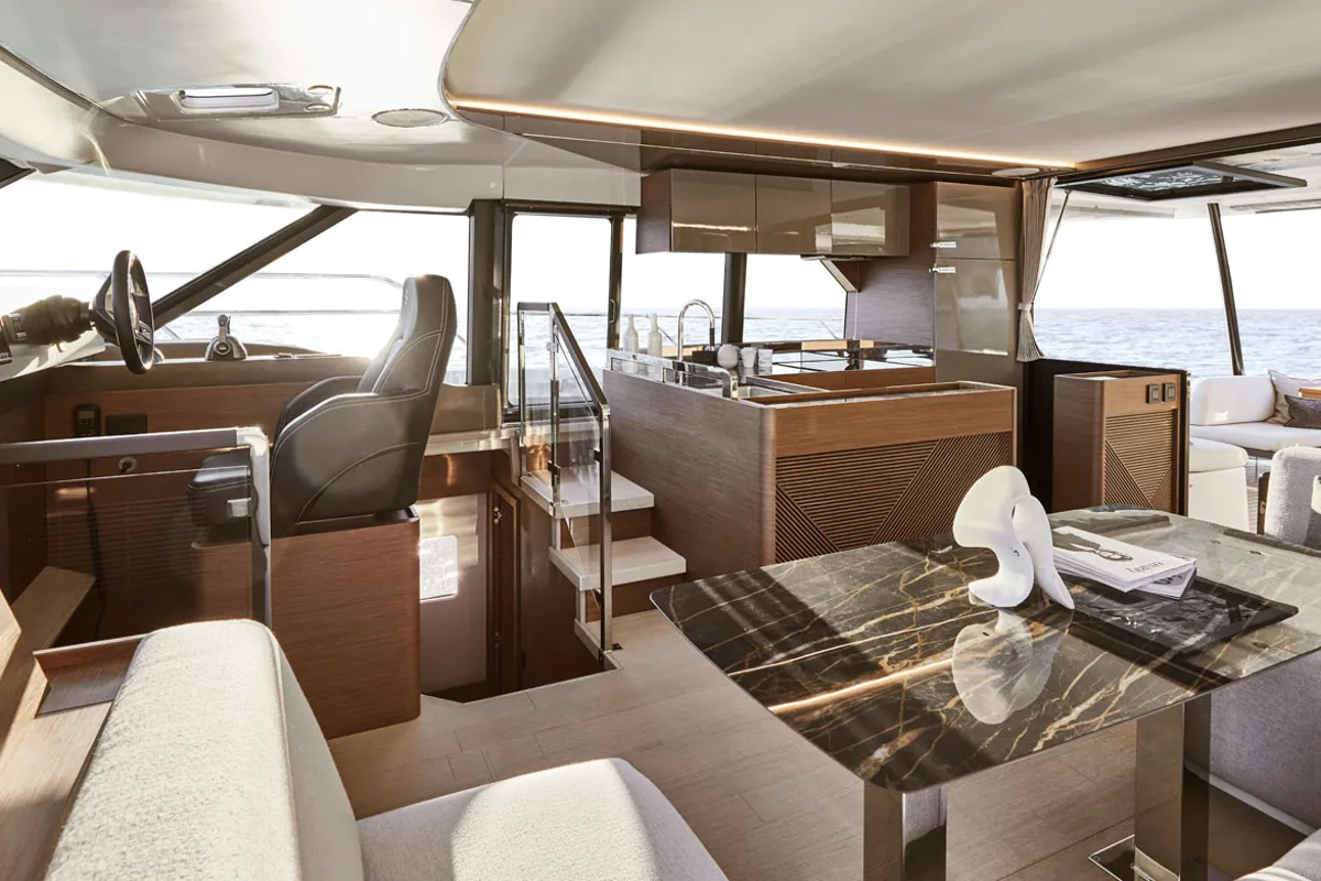 Galley of Lady Francy, a Prestige M48 catamaran at Castellammare di Stabia, Italy