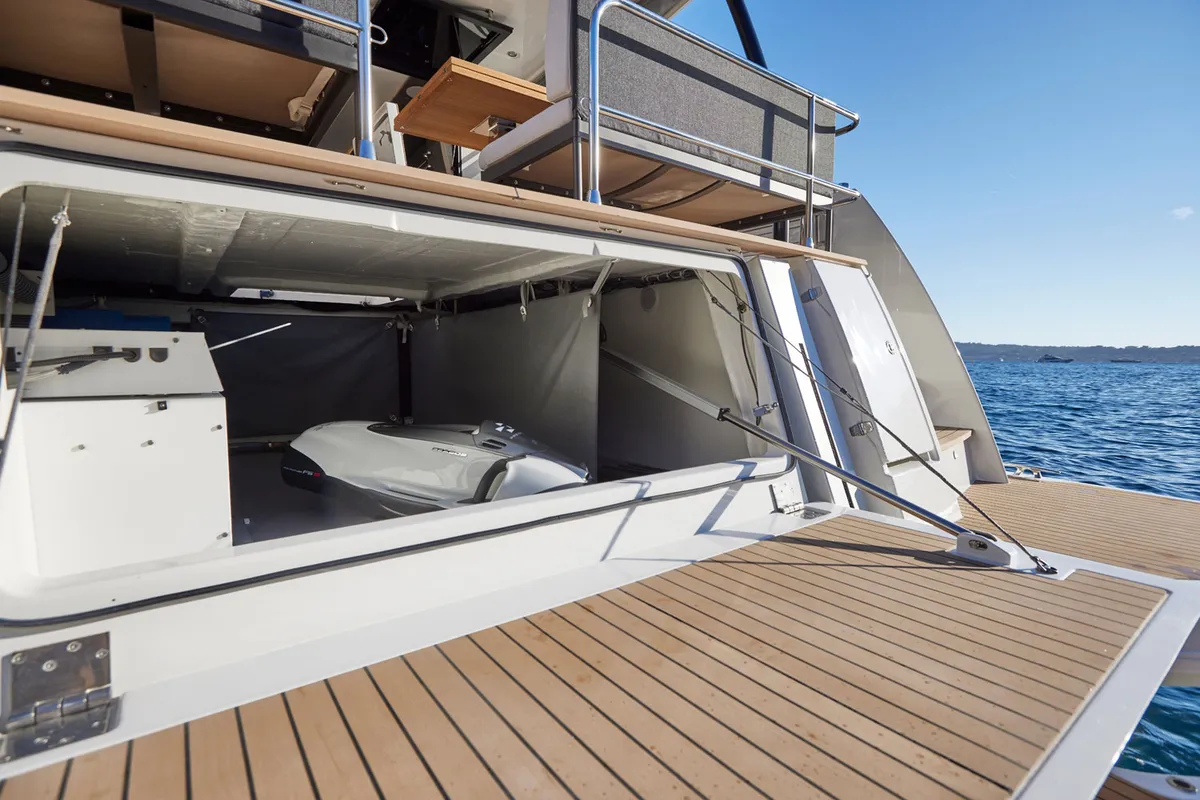Lady Francy, a Prestige M48 catamaran at Castellammare di Stabia, Italy