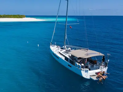 Infinitea, a Jeanneau Sun Odyssey 490 sailboat at Malé, Maldives