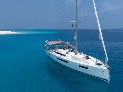 Infinitea, a Jeanneau Sun Odyssey 490 sailboat at Malé, Maldives
