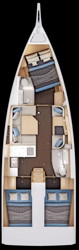 Floor plan of Sutivan, a Jeanneau Sun Odyssey 415 sailboat at Split, Croatia