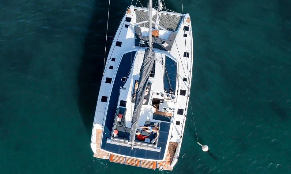 Exterior view of Alizee, a Fountaine Pajot Aura 51 catamaran at Road Town, British Virgin Islands