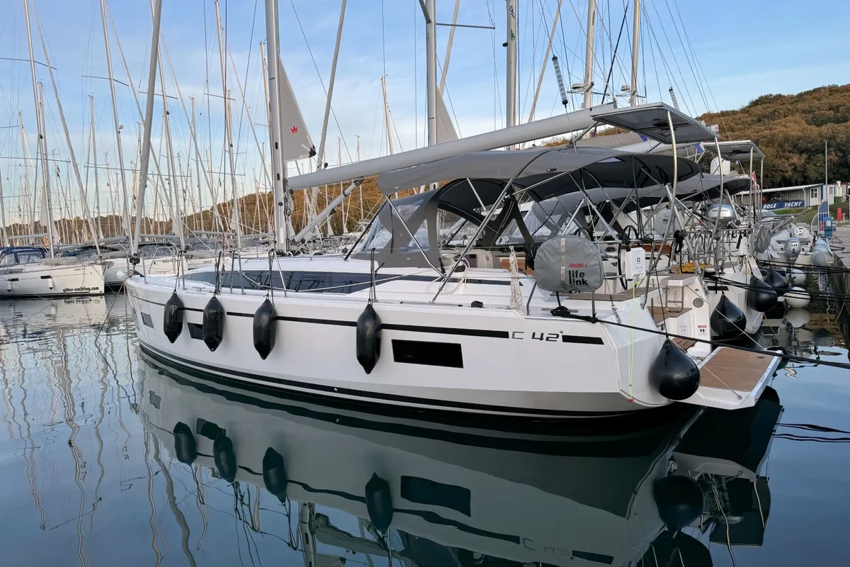 Exterior view of Ivana, a Bavaria C42 sailboat at Grad Pula, Croatia