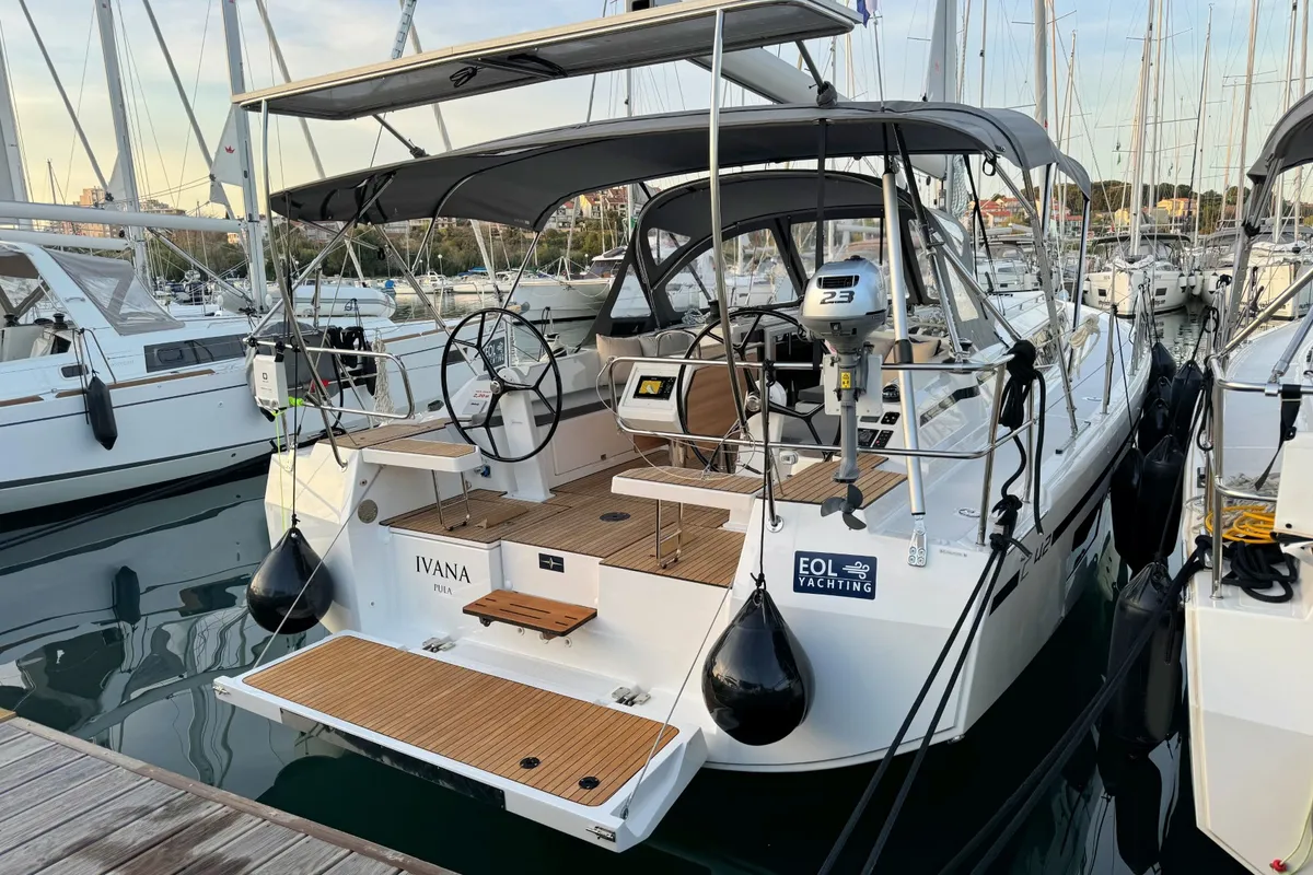 Exterior view of Ivana, a Bavaria C42 sailboat at Grad Pula, Croatia