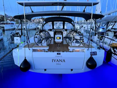 Cockpit of Ivana, a Bavaria C42 sailboat at Grad Pula, Croatia
