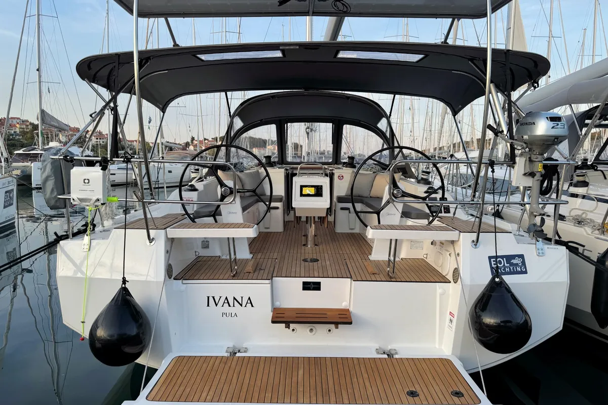 Exterior view of Ivana, a Bavaria C42 sailboat at Grad Pula, Croatia