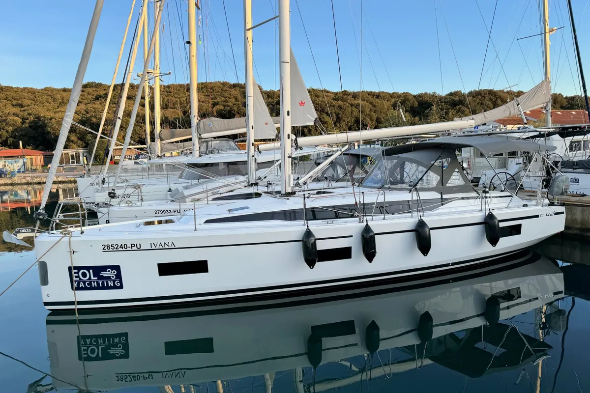 Exterior view of Ivana, a Bavaria C42 sailboat at Grad Pula, Croatia