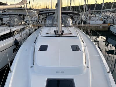 Deck of Ivana, a Bavaria C42 sailboat at Grad Pula, Croatia