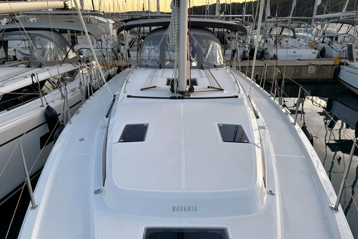 Deck of Ivana, a Bavaria C42 sailboat at Grad Pula, Croatia