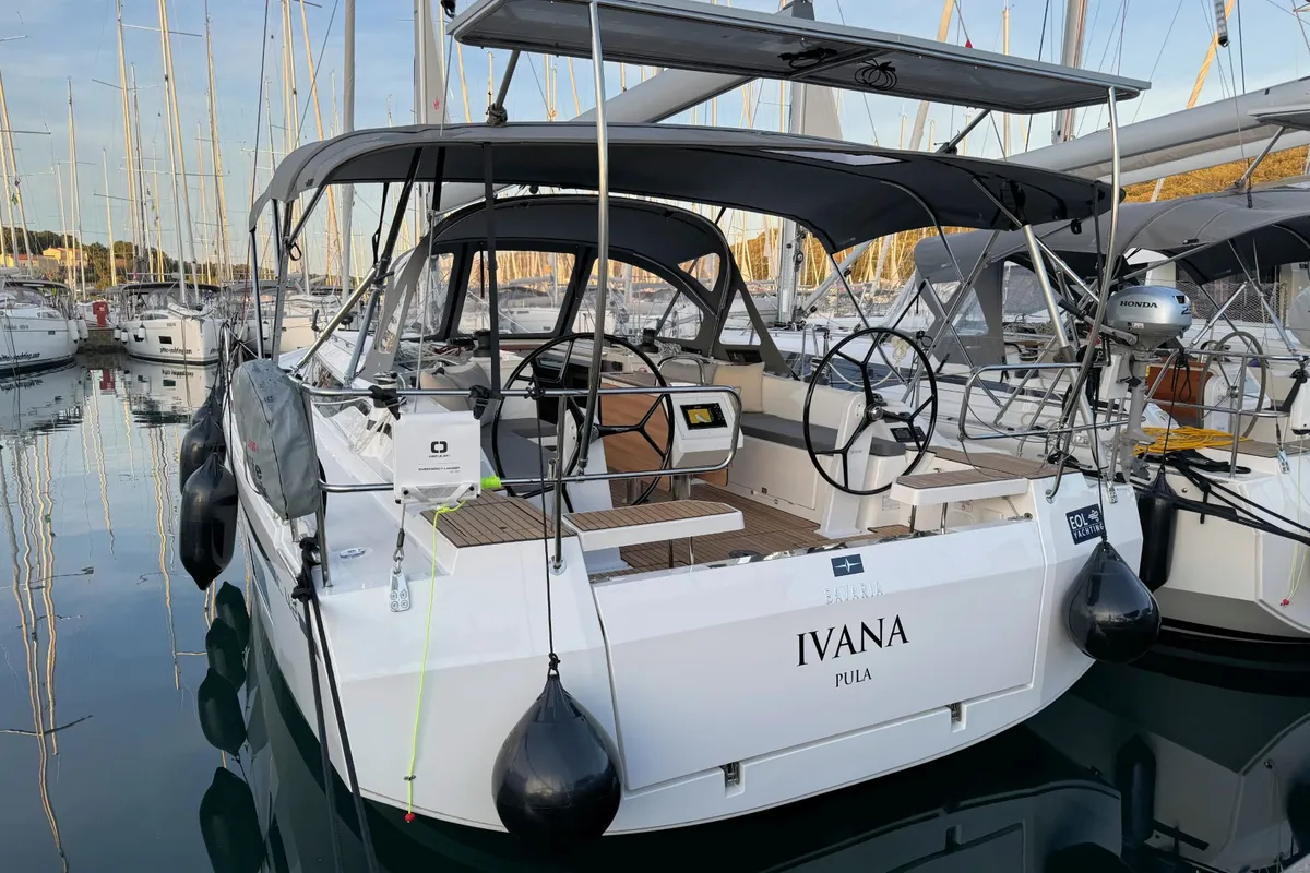 Exterior view of Ivana, a Bavaria C42 sailboat at Grad Pula, Croatia