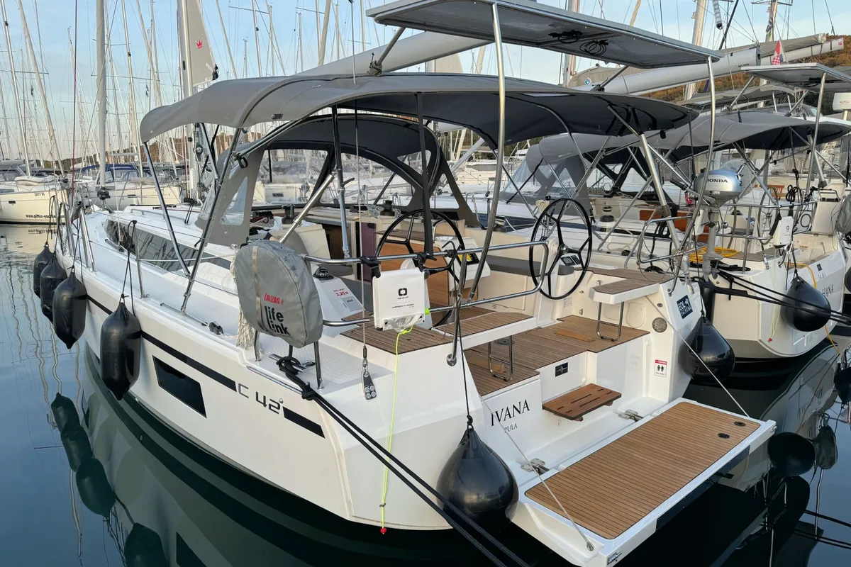 Exterior view of Ivana, a Bavaria C42 sailboat at Grad Pula, Croatia