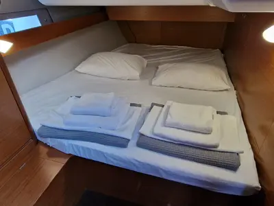 Cabin on Despina, a Dufour 460 Grand Large sailboat at Athens, Greece