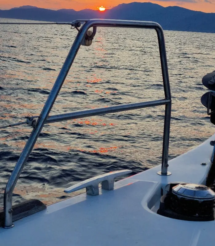 Exterior view of Despina, a Dufour 460 Grand Large sailboat at Athens, Greece