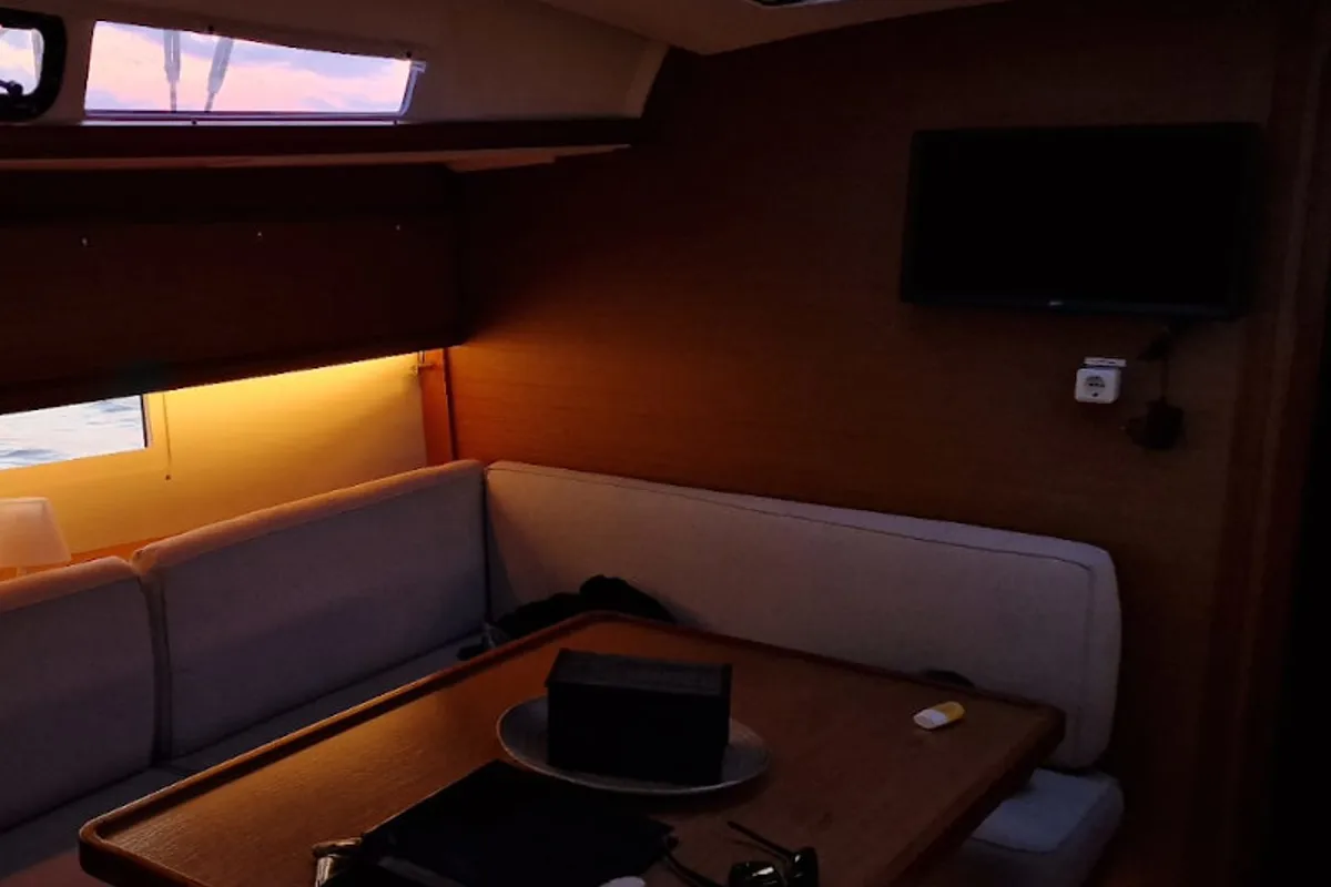 Salon of Despina, a Dufour 460 Grand Large sailboat at Athens, Greece