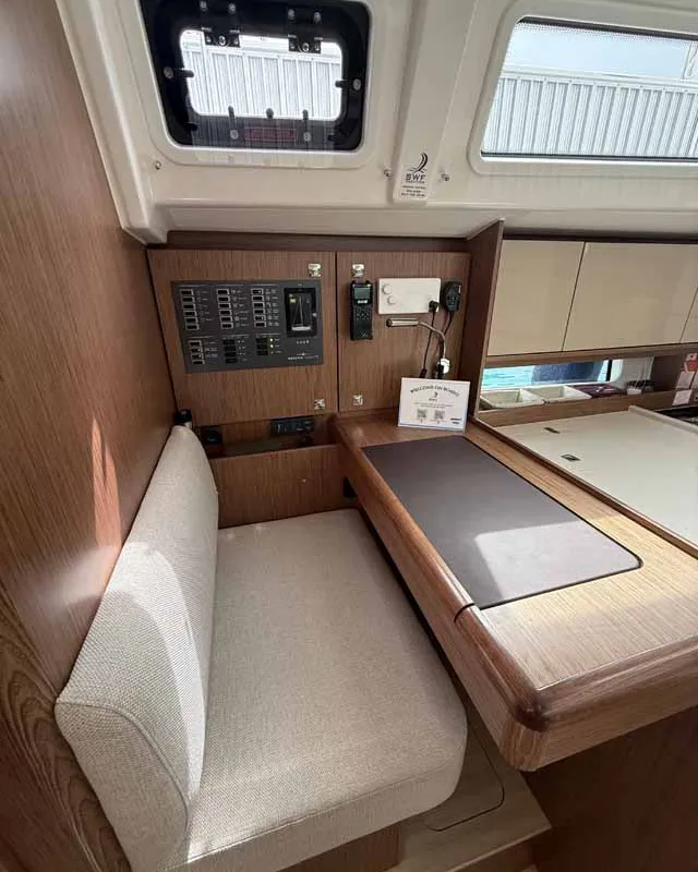 Salon of ELIFOZZI, a Bavaria C46 sailboat at Fethiye, Turkey