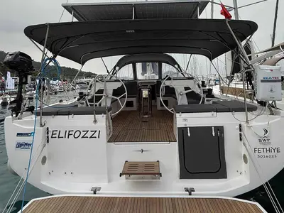 Cockpit of ELIFOZZI, a Bavaria C46 sailboat at Fethiye, Turkey