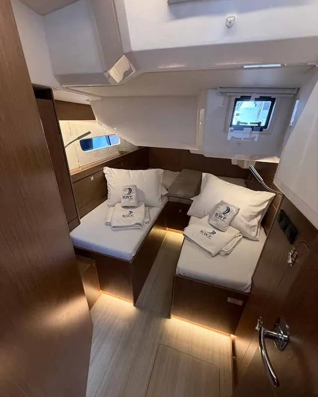 Cabin on ELIFOZZI, a Bavaria C46 sailboat at Fethiye, Turkey