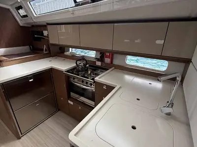 Galley of ELIFOZZI, a Bavaria C46 sailboat at Fethiye, Turkey