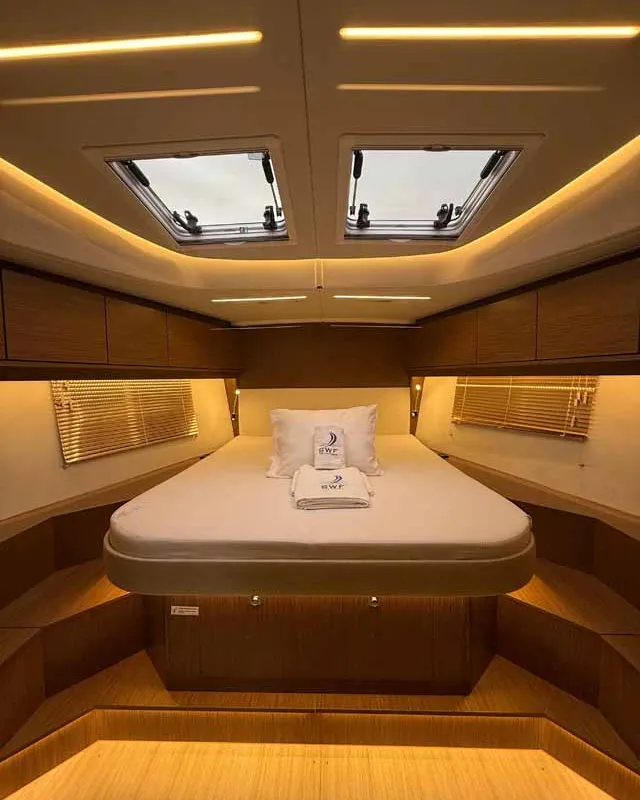 Cabin on ELIFOZZI, a Bavaria C46 sailboat at Fethiye, Turkey