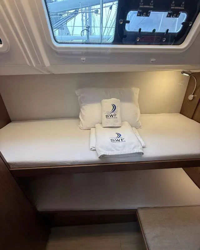 Cabin on ELIFOZZI, a Bavaria C46 sailboat at Fethiye, Turkey