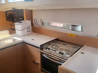 Galley of Freya, a Jeanneau Sun Odyssey 410 sailboat at Grad Biograd na Moru, Croatia